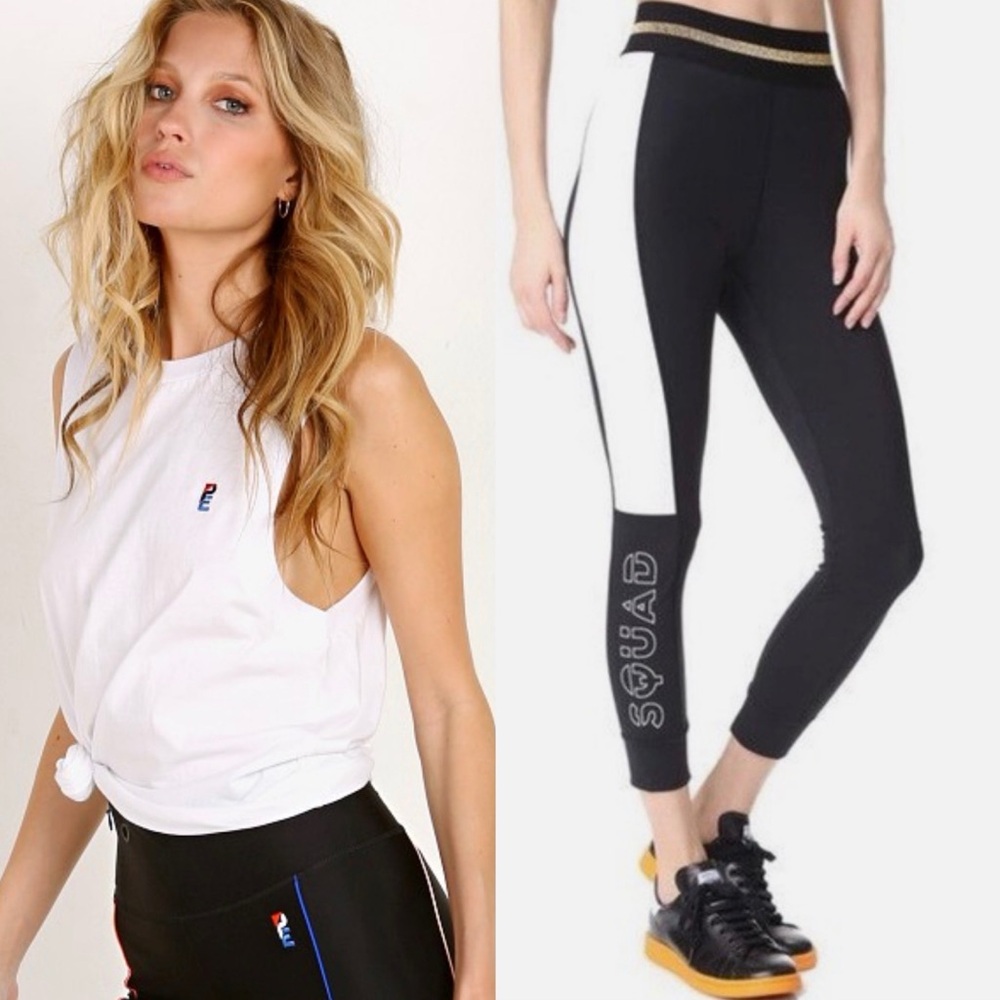PE Nation Set White Cropped Top (M)‎ and Cropped Legging Pant (S) Activewear Set